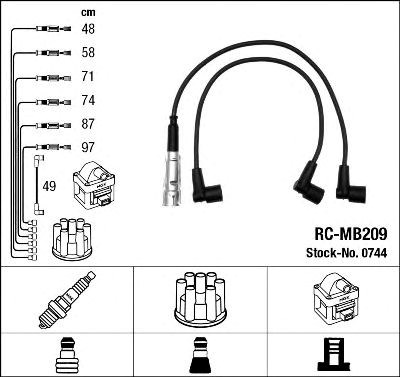 Fios de alta voltagem, kit 744 NGK