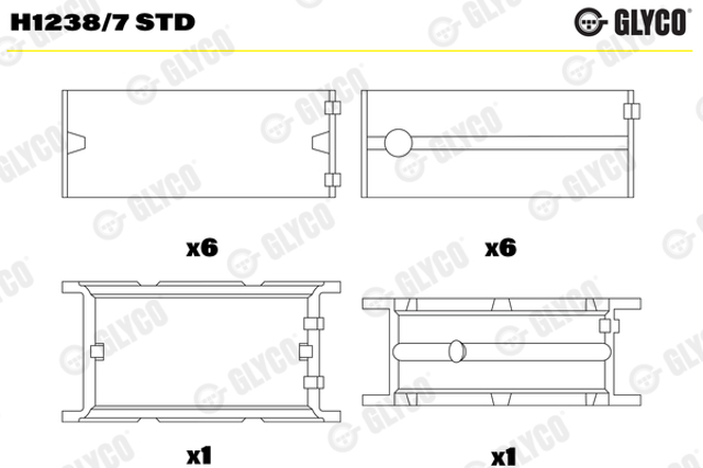 Folhas inseridas principais de cambota, kit, padrão (STD) Glyco H12387STD preço, a partir de 83,20 USD