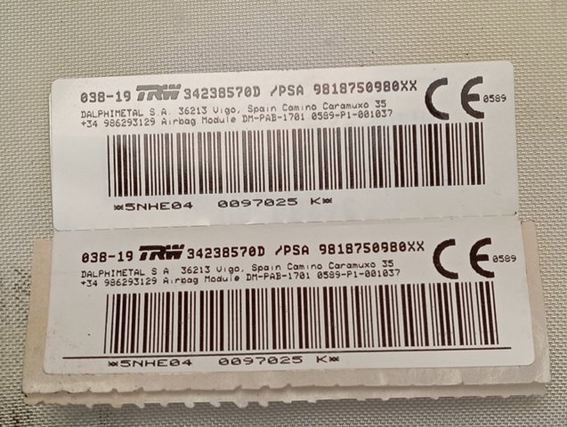 Cinto de segurança (AIRBAG) de passageiro Fiat/Alfa/Lancia 9818750980 preço, a partir de 81,72 USD