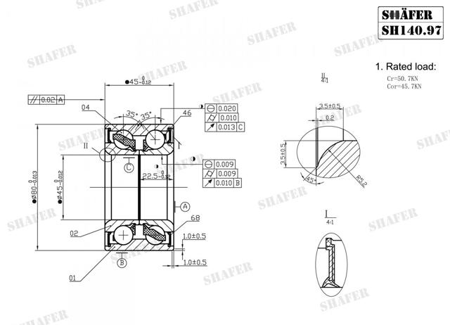 Rolamento de cubo dianteiro SH14097 Shafer