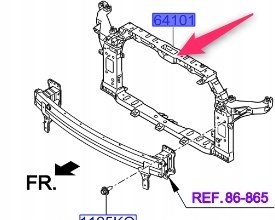 Suporte do radiador montado (painel de montagem de fixação das luzes) 64101B2000 Hyundai/Kia