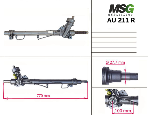 Cremalheira da direção MSG Rebuilding AU211R preço, a partir de 101,44 USD