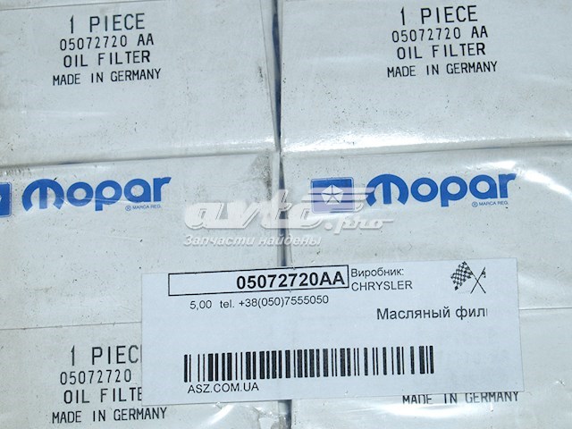 Filtro de óleo Chrysler 05072720AA preço, a partir de 7,77 USD