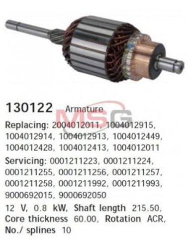 130122 Cargo Induzido (rotor) do motor de arranco