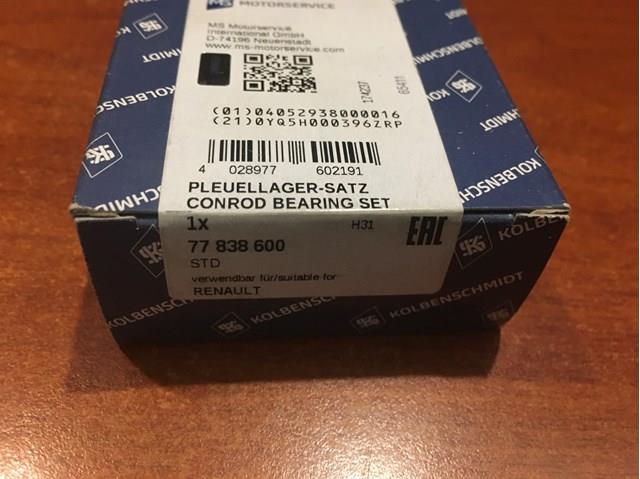Folhas inseridas de cambota de biela, kit, padrão (STD) 77838600 Kolbenschmidt
