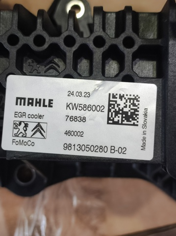 Radiador do sistema EGR de recirculação dos gases de escape Peugeot/Citroen 1679828380