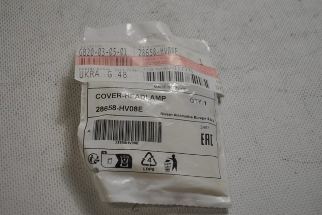 28658HV08E Nissan/Infiniti Placa sobreposta do injetor de fluido para lavador da luz dianteira