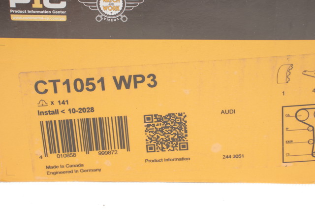 Correia do mecanismo de distribuição de gás, kit CT1051WP3 Continental/Siemens