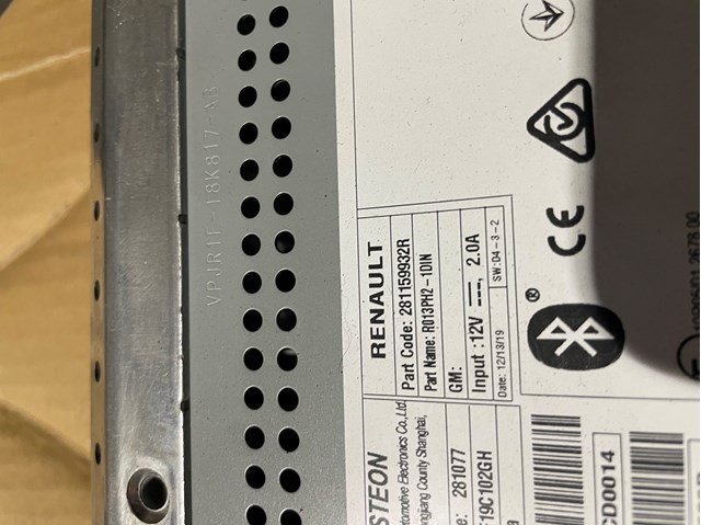Aparelhagem de som (rádio AM/FM) Renault (RVI) 281159932R preço, a partir de 510,74 USD