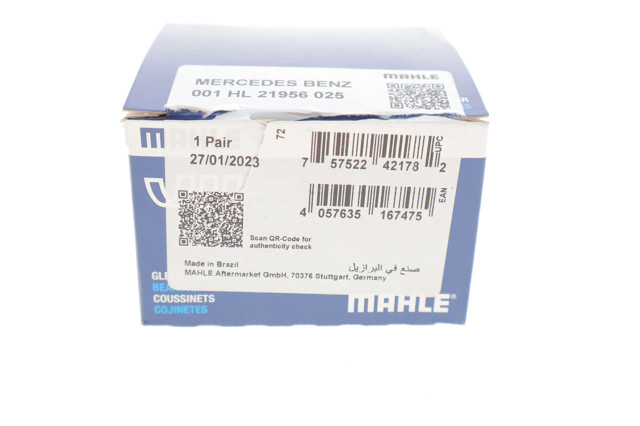001HL21956025 Mahle Original Folhas inseridas principais de cambota, kit, 1ª reparação ( + 0,25)