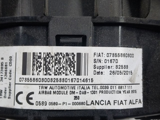Cinto de segurança (AIRBAG) de condutor 1671044080 Peugeot/Citroen