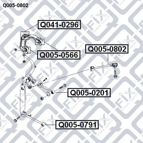 Q0050802 Q-fix Bloco silencioso traseiro de braço oscilante traseiro longitudinal