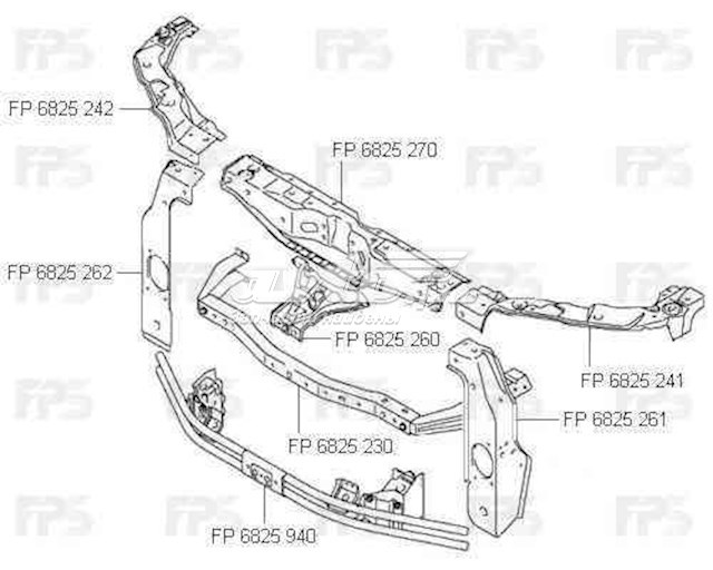 Suporte inferior do radiador (painel de montagem de fixação das luzes) FPS FP6825230