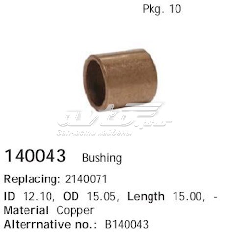 Bucha do motor de arranco 140043 Cargo