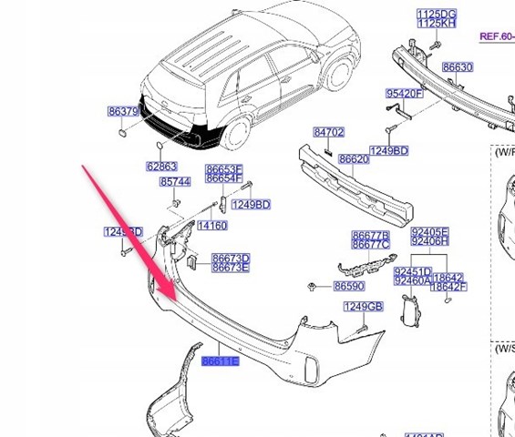 866112P520 Hyundai/Kia Pára-choque traseiro, parte superior