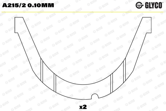 A2152010MM Glyco Semianel de suporte (de carreira) de cambota, 1ª reparação (0,25), kit