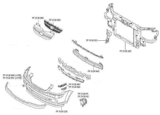 Suporte do radiador montado (painel de montagem de fixação das luzes) FPS FP3128200 preço, a partir de 117,47 USD