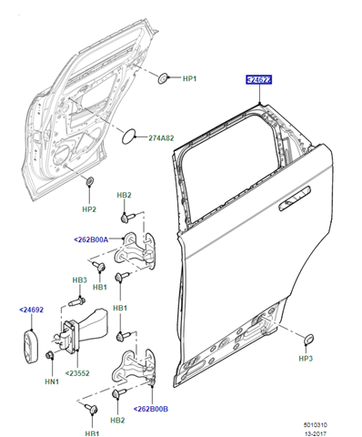 LR091719 Land Rover Porta traseira direita
