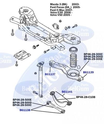  Kit de blocos silenciosos de suspensão traseira Ford Kuga I SUV (CBV) (2008 - 2012) I