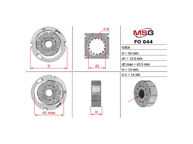 Rotor de bomba da Direção hidrâulica assistida MSG FO044ROTOR preço, a partir de 65,51 USD