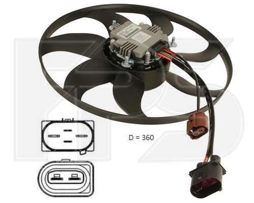 FP74W1006 FPS Ventilador elétrico de esfriamento montado (motor + roda de aletas) esquerdo
