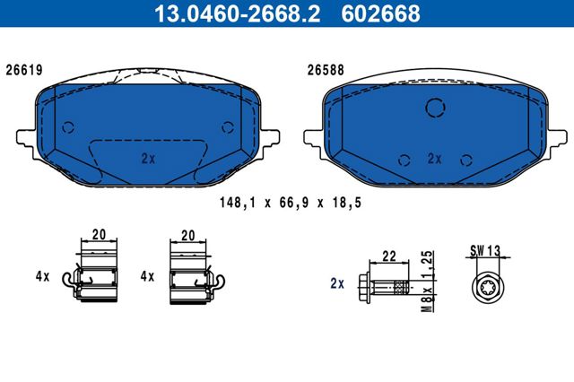Compre 13046026682 ATE Sapatas do freio dianteiras de disco