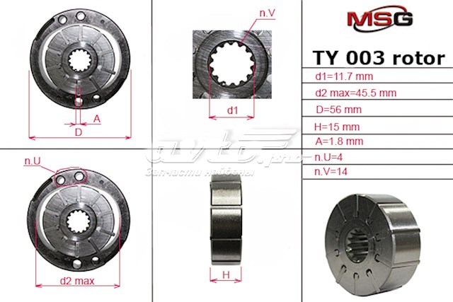 Rotor de bomba da Direção hidrâulica assistida MSG TY003ROTOR preço, a partir de 39,43 USD
