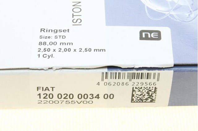 120020003400 NE/NPR Anéis do pistão para 1 cilindro, STD.