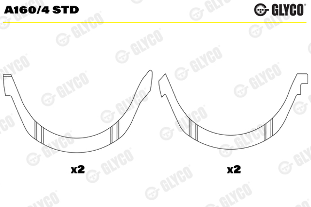 Compre A1604STD Glyco Semianel de suporte (de carreira) de cambota, STD, kit
